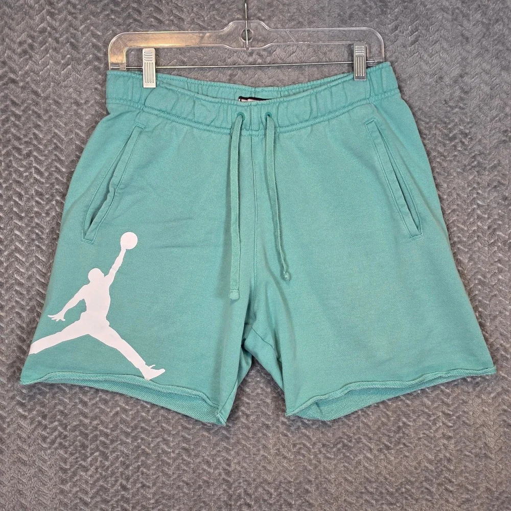 Jordan Mens Essentials Fleece Shorts Teal Green Jumpman DA9822-440 Size Small
